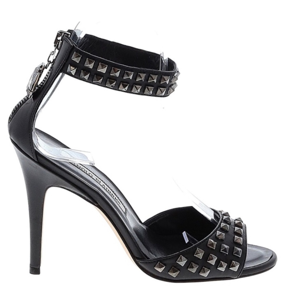 Manolo Blahnik Tian Black Studded Heels